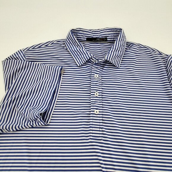 RLX Ralph Lauren Mens XL Blue White Micro Stripe Wicking Performance S/S‎ Polo - Picture 7 of 9